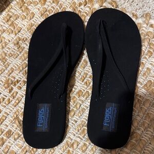 Flojos Black Sandals with Blue Accents